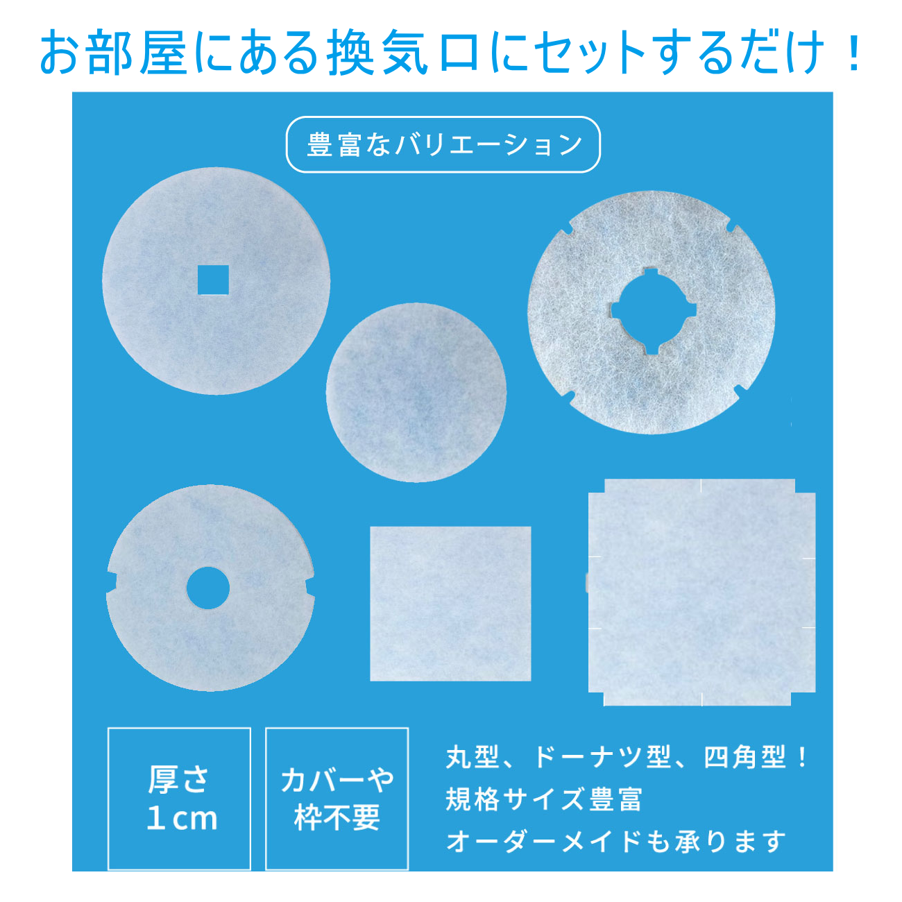 給気口フィルター 換気口フィルター (直径93mm・内径凹18mm) 6枚入