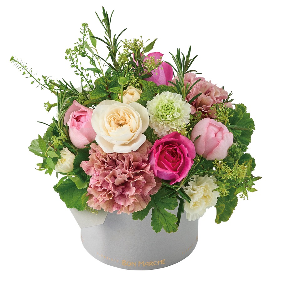 【母の日】増田バラ園のフレグランスローズとカーネーションのBOXアレンジメント｜5/7～10お届け