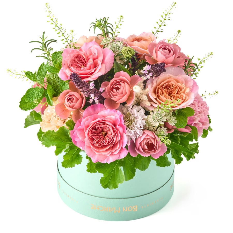 【母の日】和ばらとカーネーションのBOXアレンジメント｜L｜5/7～10お届け