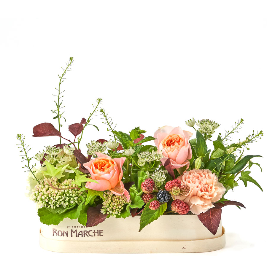 季節のバラのアレンジメント｜Orange