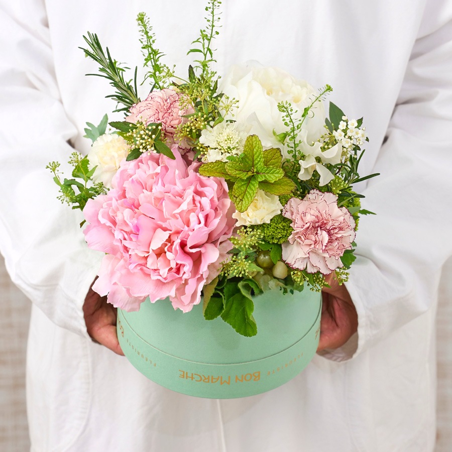 早期割 10%OFF【母の日】ピオニーBOXアレンジメント｜4/30～5/3お届け