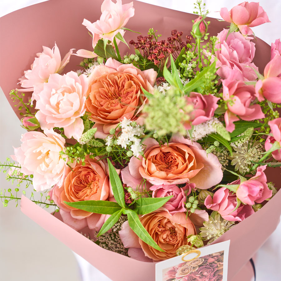 WABARA ローズファームケイジさんの【和ばら】ブーケ pink｜M Bouquet お誕生日やカジュアルなフラワーギフトにも最適な