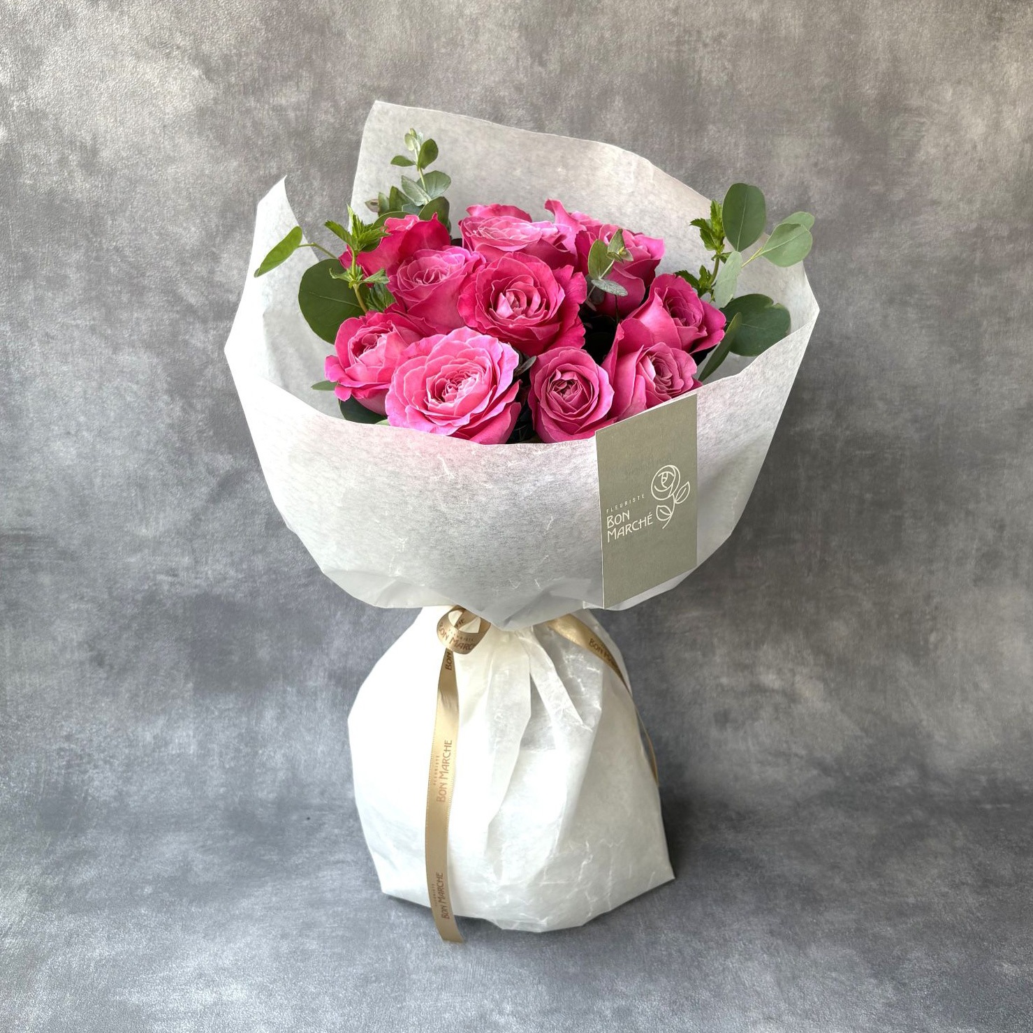 店舗受取12月｜12本のバラのブーケ｜deep Pink
