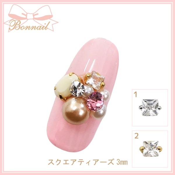 ネイルジュエリー スクエアティアーズ3mm