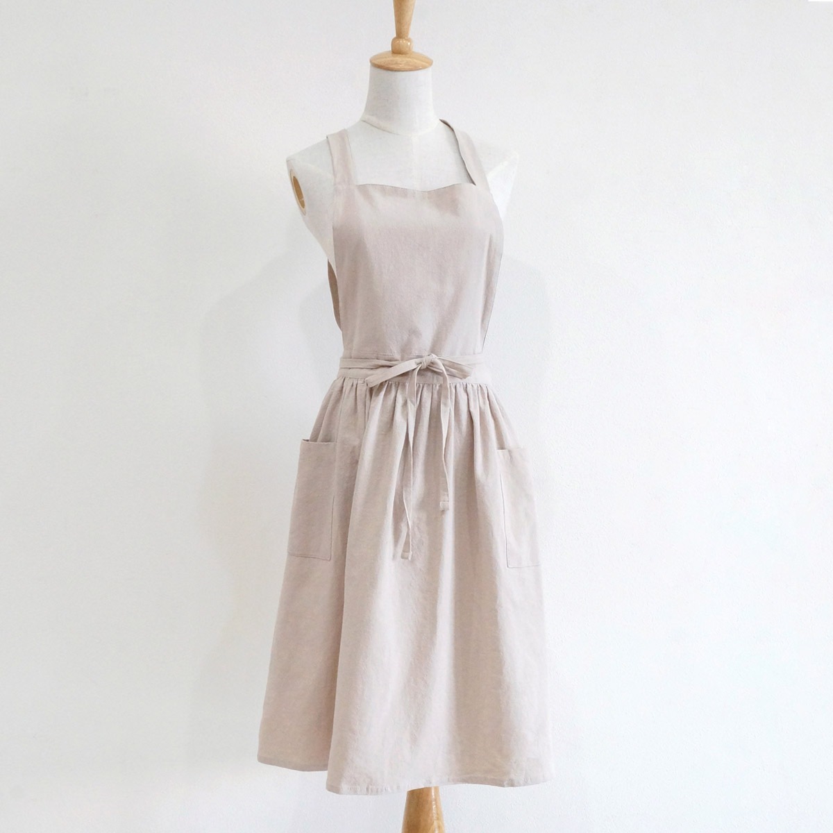 Bonnailリネンエプロン ベージュ バック エプロン エプロン Bonnail Online