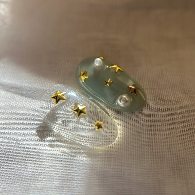 高品質　ゴールデンヒーラー　北斗星　スタースタンド付き CROSSING STAR & MOON PIERCED EARRINGS(2JP0857)K10 ピアス