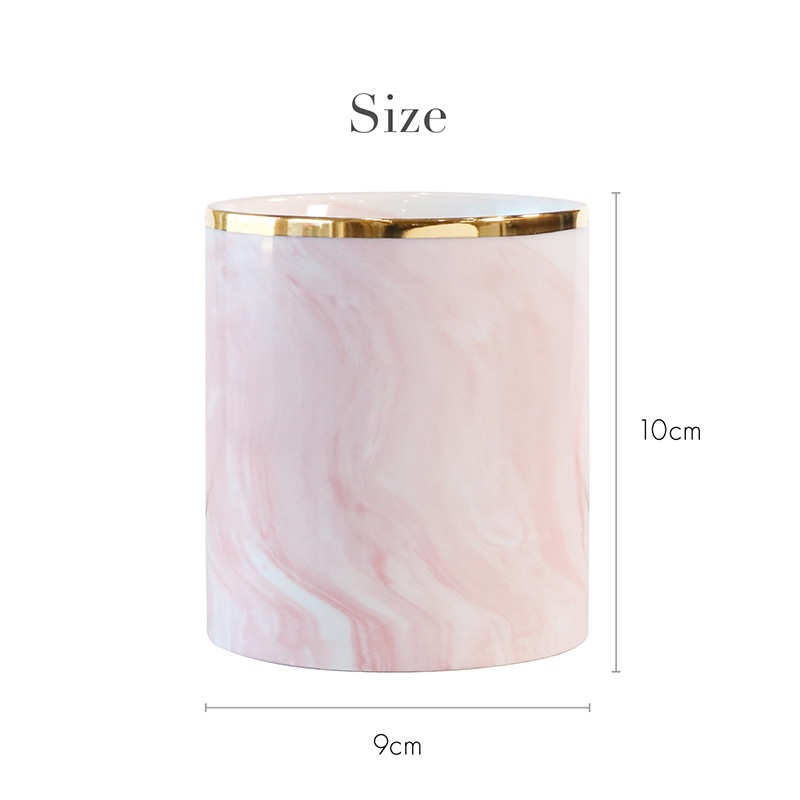 Bonnailグレース ブラシスタンド ピンクマーブル ラウンド