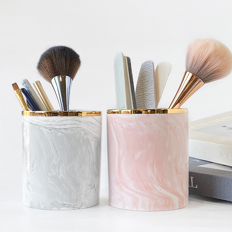 Bonnailグレース ブラシスタンド ピンクマーブル ラウンド