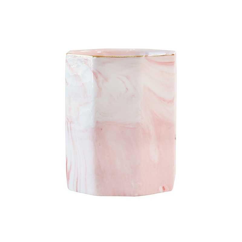 Bonnailグレース ブラシスタンド ピンクマーブル ヘキサゴン