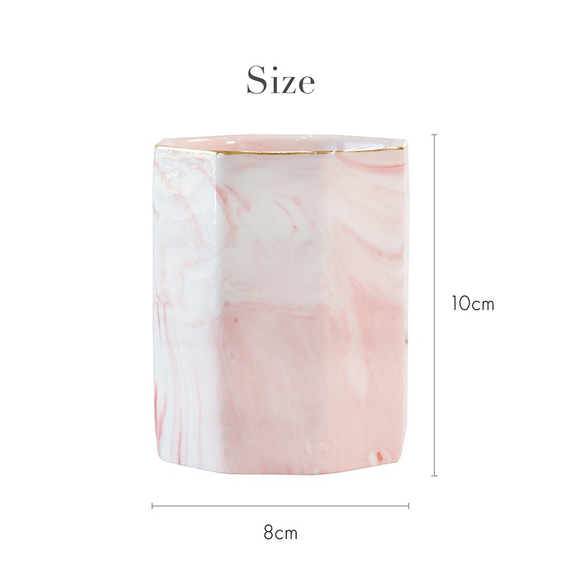 Bonnailグレース ブラシスタンド ピンクマーブル ヘキサゴン