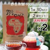 送料無料「野生ロイボス」２袋 60包 1.8Ｌ用(煮出し) ノンカフェイン 無農薬 天然 無添加 無香料 ティーバッグ 野生 ルイボスティー rooibos 南アフリカの大自然が育んだ、天然ミネラルたっぷり、野生のルイボスティー 貴重な自生茶葉を100％使用