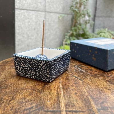 美濃焼 香立て 角型 蛸唐草