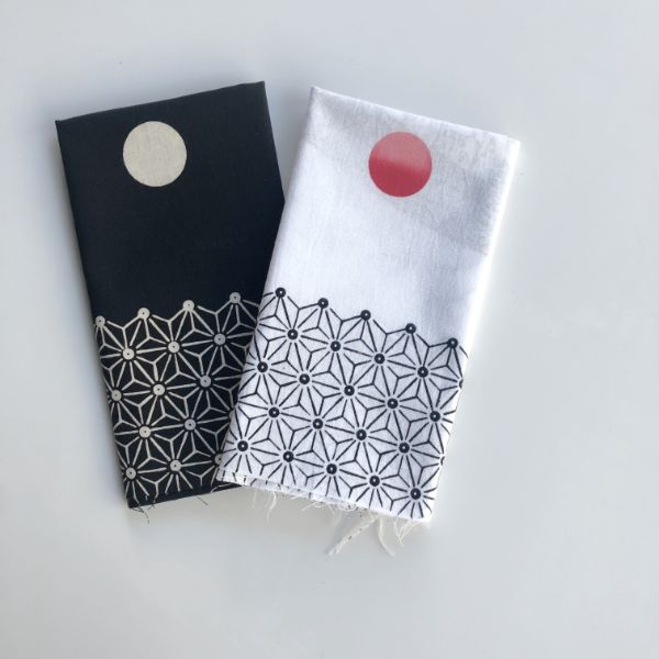 手拭い 富士と七福神・黒