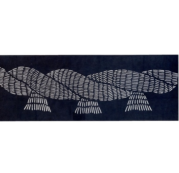 手ぬぐい　注連縄　黒