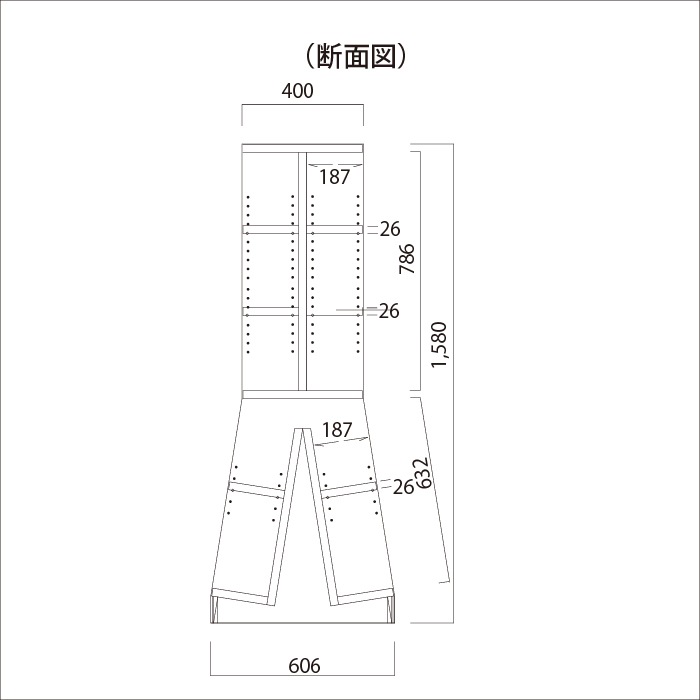 廃番(9120-3023)組立木製書架（傾斜・両面・天有）1連5段B有 ※販売