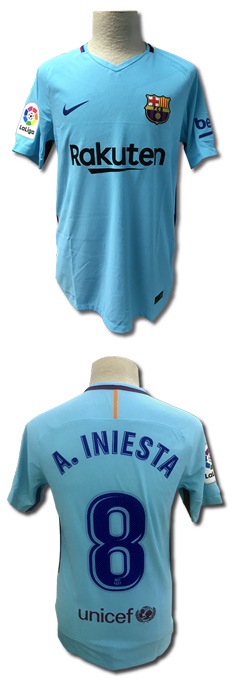 FCバルセロナ 2017-18 選手支給用アウェイユニフォーム #8 A. INIESTA