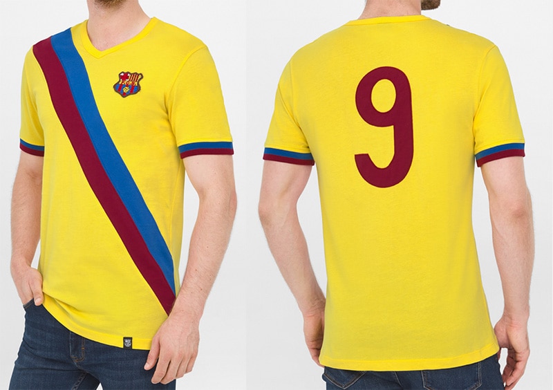 クライフ　バルセロナ　アウェイ　70s 復刻ユニフォーム FCバルセロナ 1974-75 アウェイ復刻レトロシャツ 9番（クライフ）