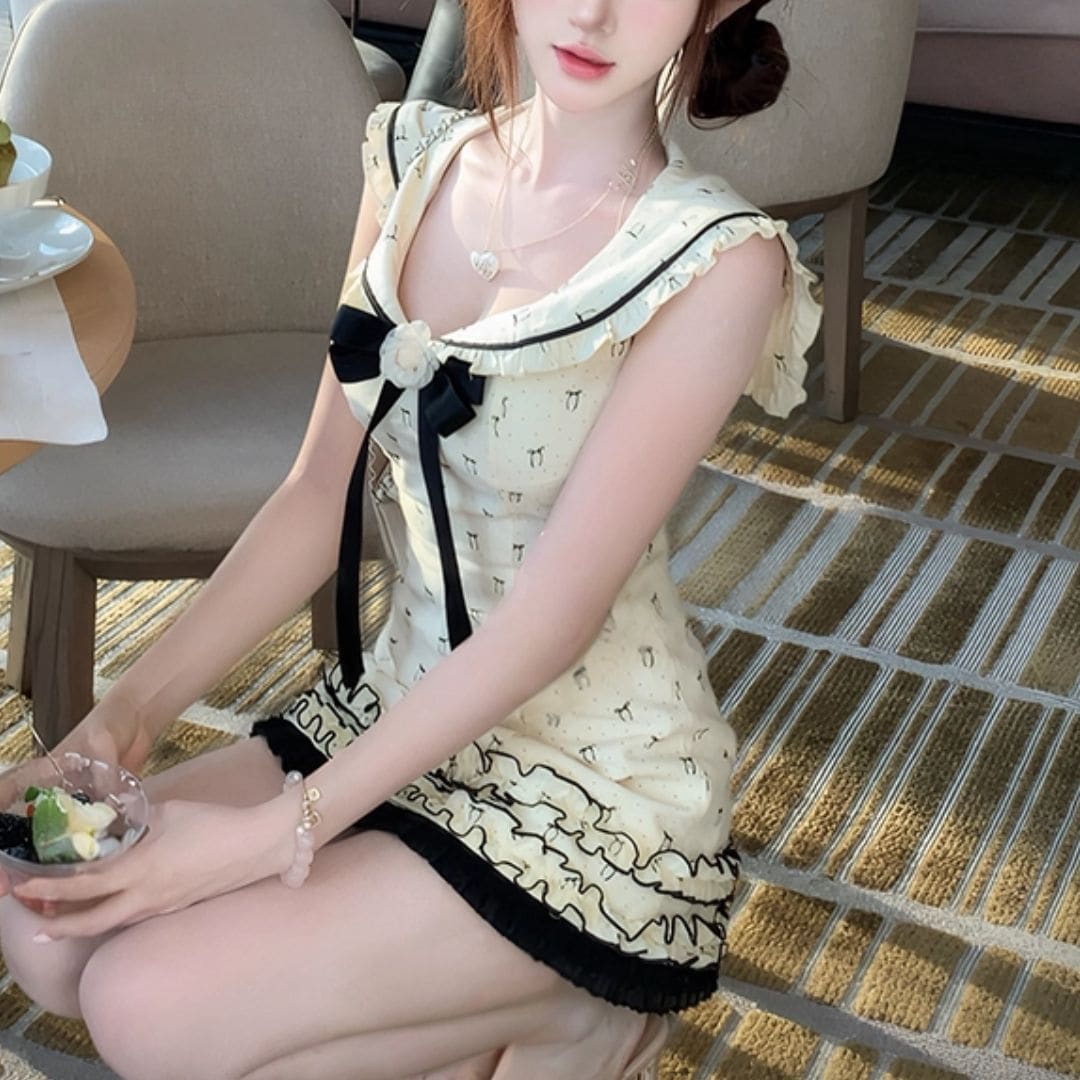 bouquetdemariee ブーケドゥマリエ　ワンピース 🩵 𝒦𝐼𝒦𝐼𝐿𝒜𝐿𝒜 𝒯𝒲𝐼𝒩𝒮 🩷 立体感のあるフリルが高見え