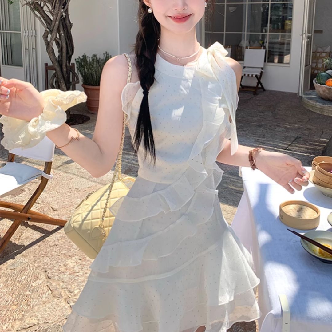キラキラストーンフリルワンピース(NO.070619) | Dress