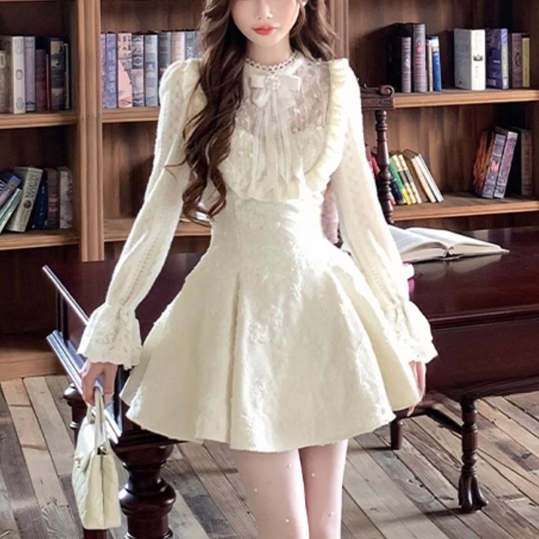 総レースクラシカルワンピース(NO.061020)【WHITE】 | Dress
