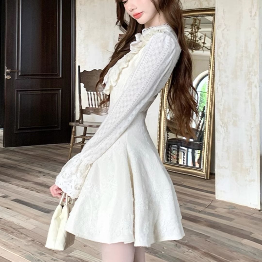 総レースクラシカルワンピース(NO.061020)【WHITE】 | Dress