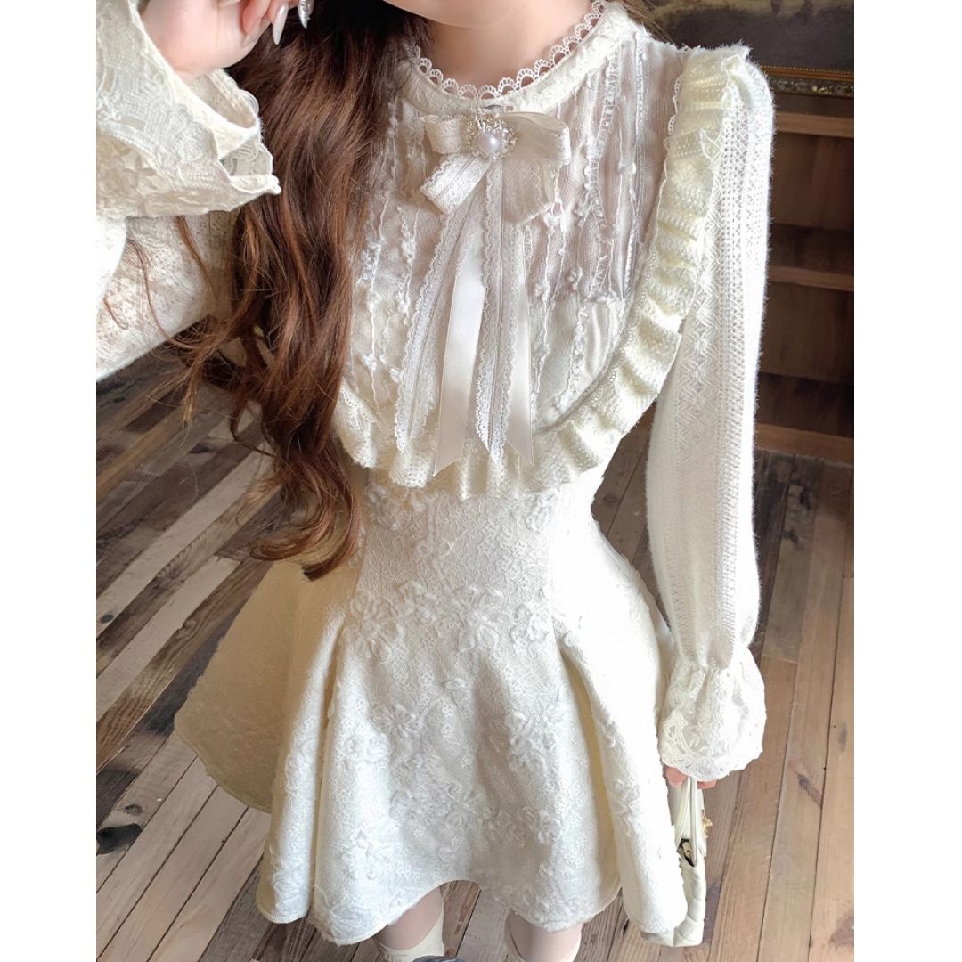総レースクラシカルワンピース(NO.061020)【WHITE】 | Dress | Bouquet