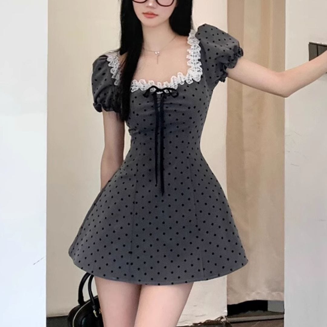 Freckle Seoul グレー　ワンピース パフスリーブ Freckle Seoul グレー ワンピース パフスリーブ
