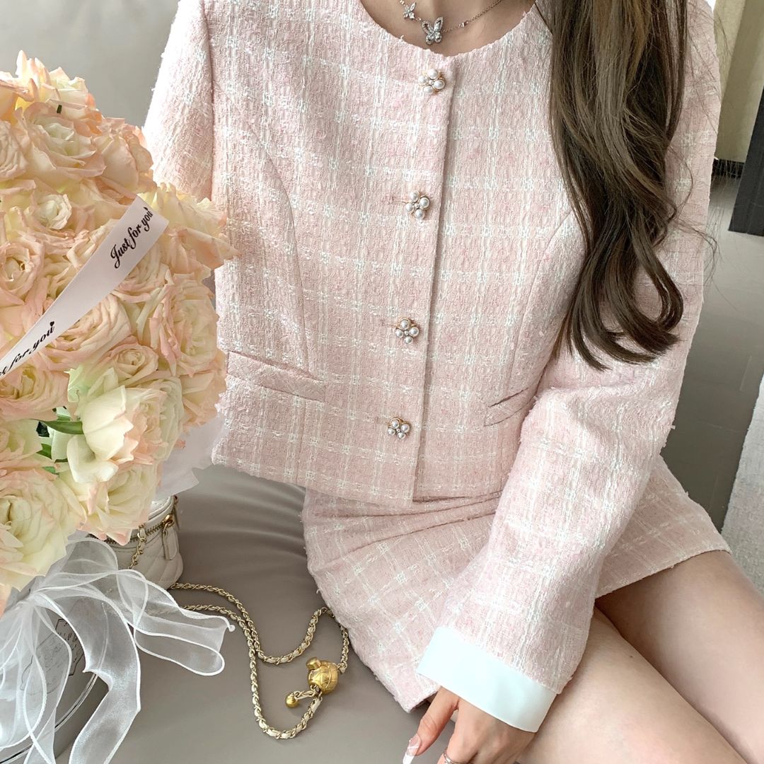 ピンクツイードセットアップ(NO.070817) | Setup | Bouquet de Mariee