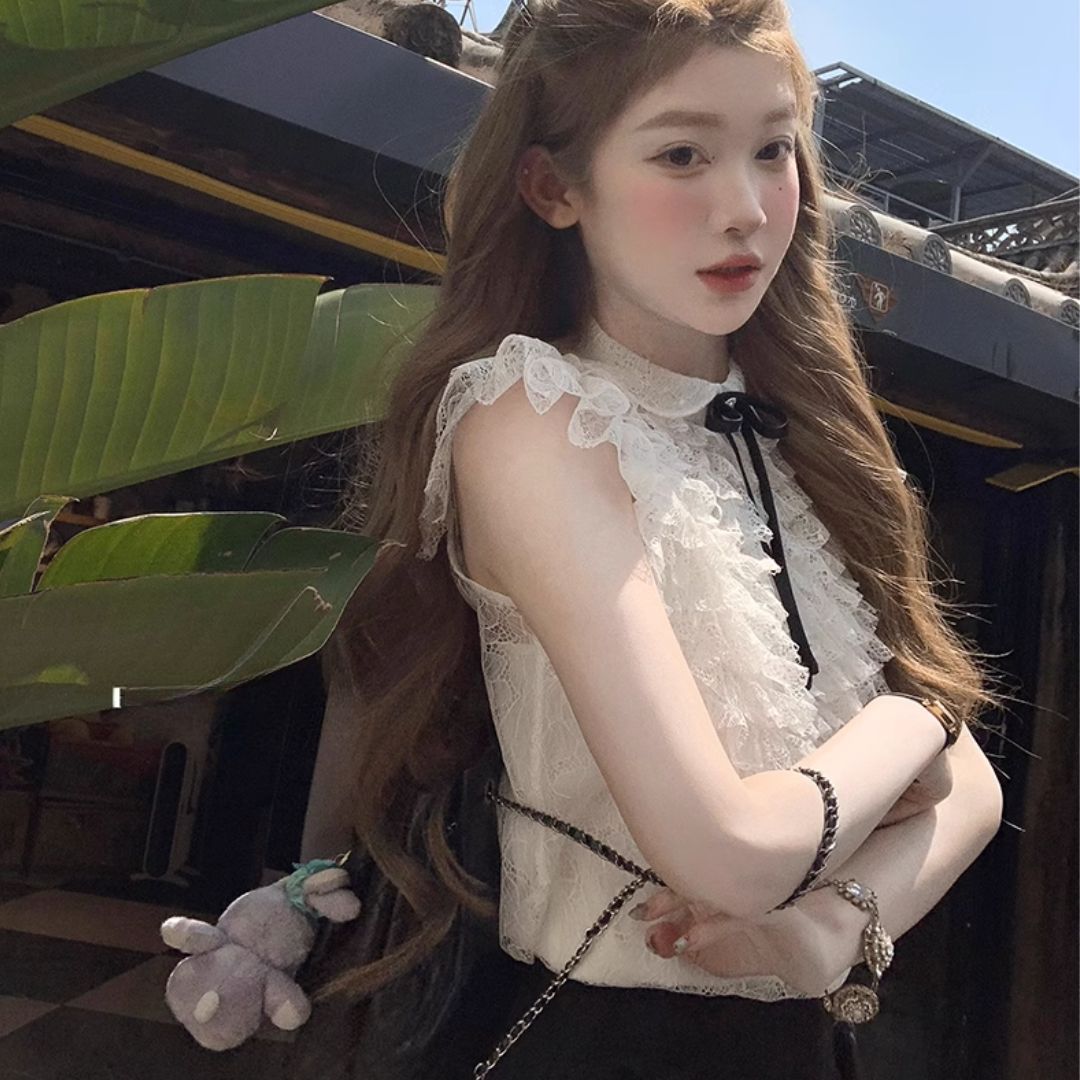 新作【COAST】レース フリルトップ ティアード プリーツドレス 姫袖とたっぷりフリルのバイカラードレス | BODYLINE & LunaBelle