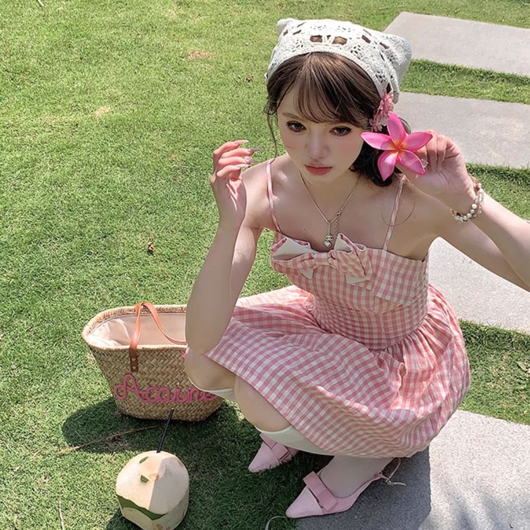 René ギンガムチェック Vネックワンピース M ふんわりパニエ おリボン René ギンガムチェック Vネックワンピース M ふんわりパニエ お