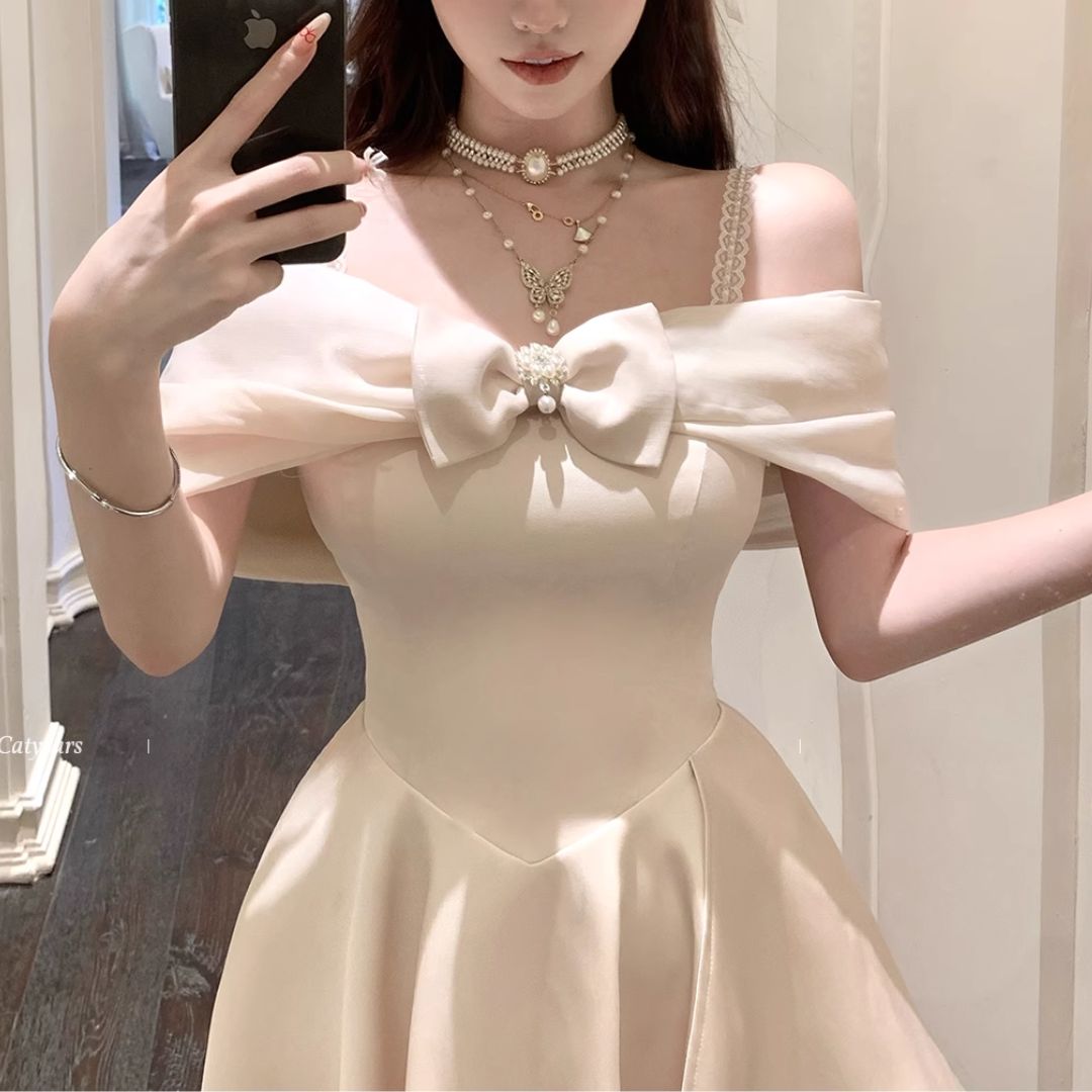 2wayスリーブリボンオフショルワンピース(NO.060814) | Dress