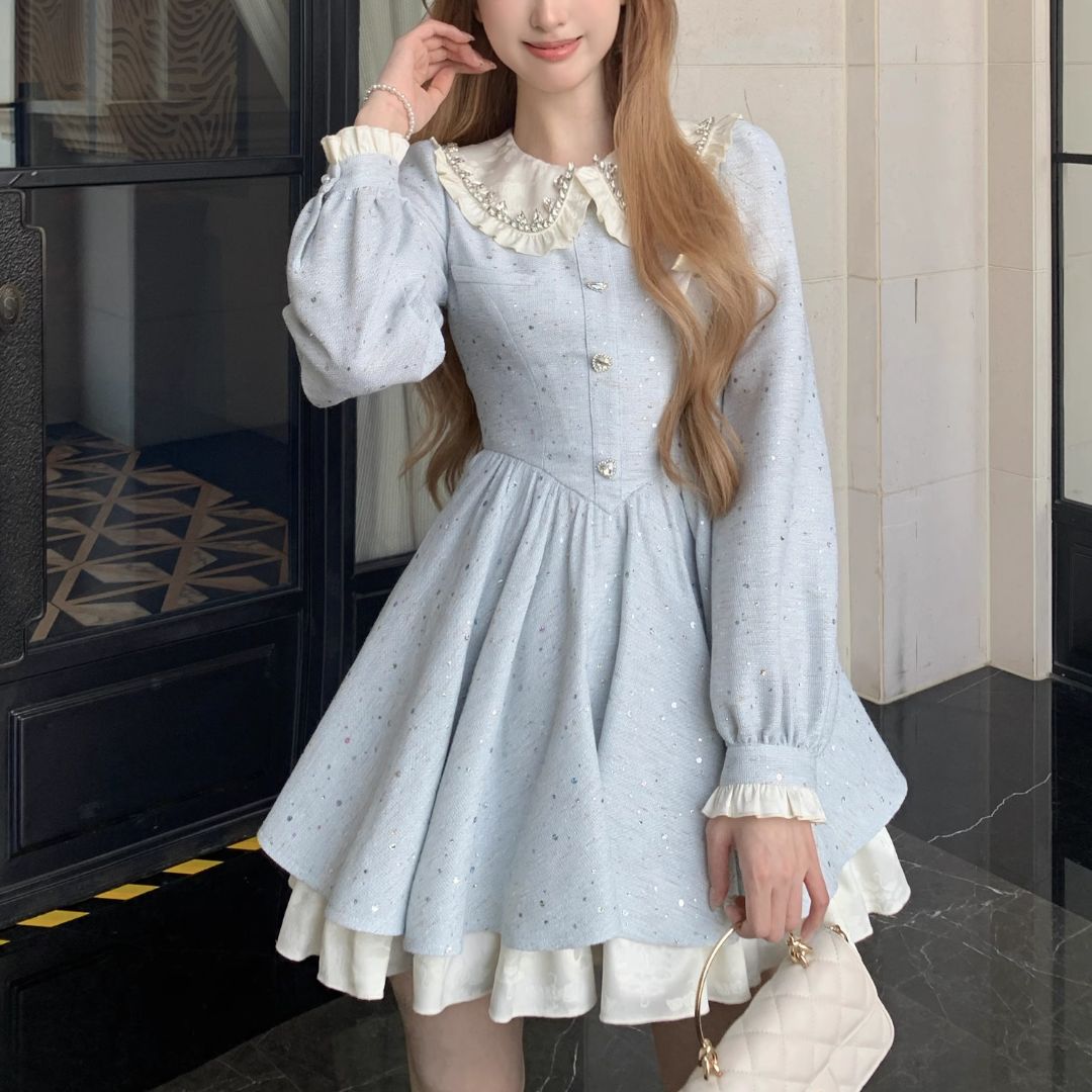 babylclub ワンピース スノーブルービッグカラーワンピース(NO.070911) | Dress | Bouquet de