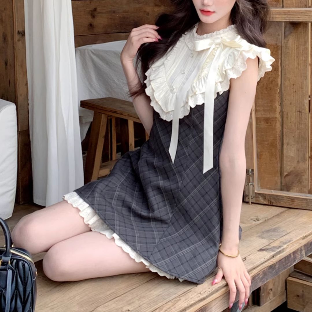 FRECKLE ホワイト フリル袖 ワンピース バイカラー袖フリルワンピース｜Maglie le cassetto（マーリエ