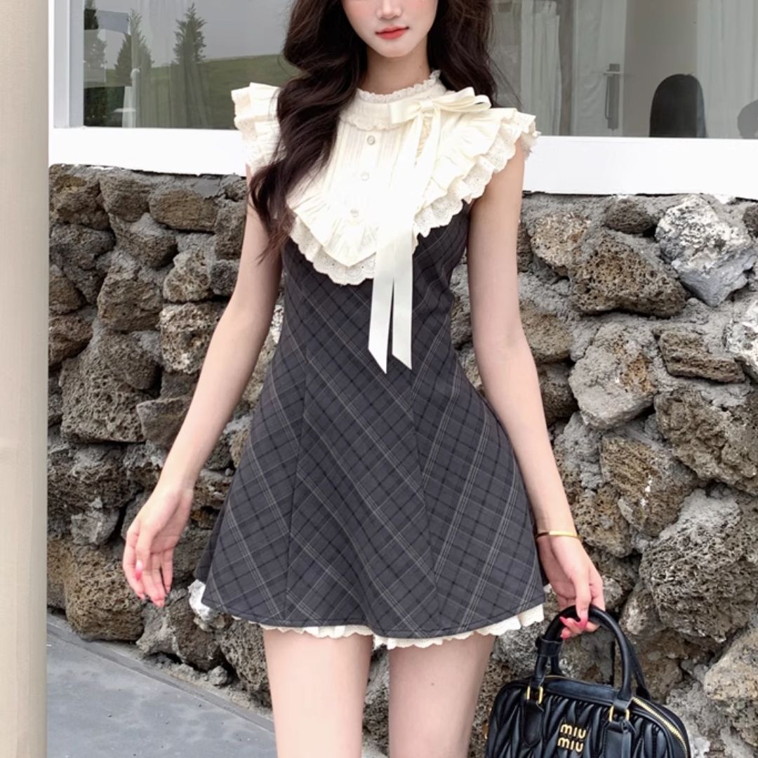 フロントフリルチェックワンピース(NO.070507) | Dress | Bouquet de