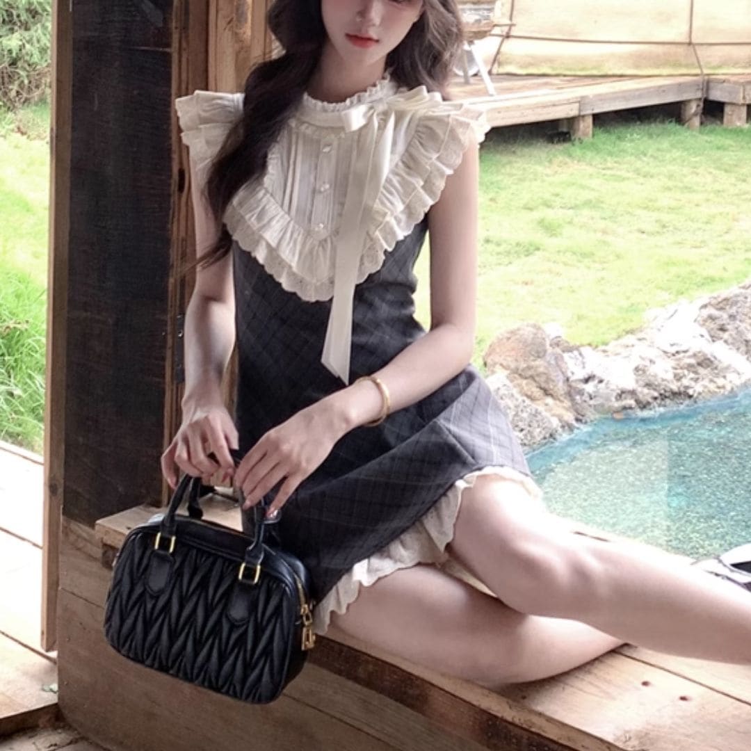 フロントフリルチェックワンピース(NO.070507) | Dress | Bouquet de