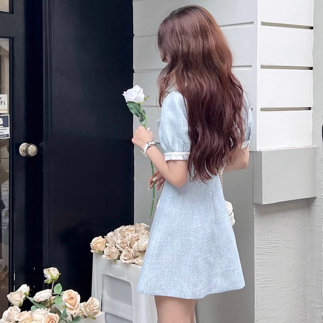 アイスブルーサマーツイードワンピース(NO.060518) | Dress