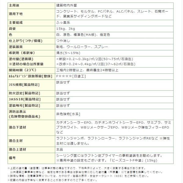 ビーズコートF 中塗り 3kg缶 標準色 淡彩色 スズカファイン | すべての 