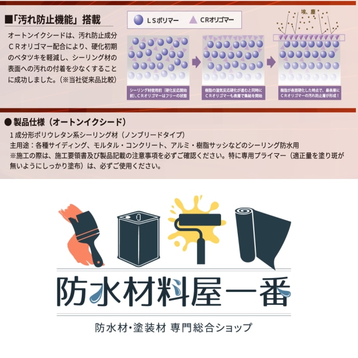 ★塗装　シーリング コーキング剤　6リットル オートン 1缶　新品 ノンブリード　プラスターベージュ　　プライマー付　送料無料 オートンイクシード 6L(刷毛プライマー付き) 高耐候⁄高耐久