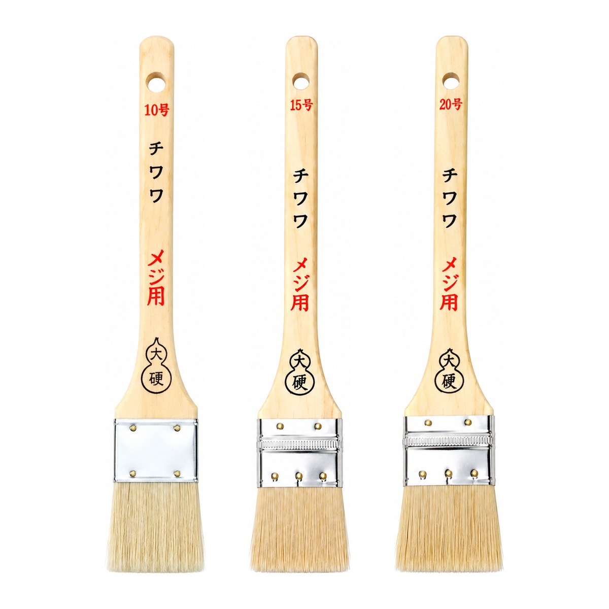 チワワ メジ刷毛 平型 短柄10号 長柄10号 15号 20号 10本束 タイホウ 豚毛 化繊 目地刷毛 塗装刷毛