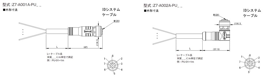 ローコストID Zシリーズ：コネクタケーブル Z7-A001/2/5/6/9/10