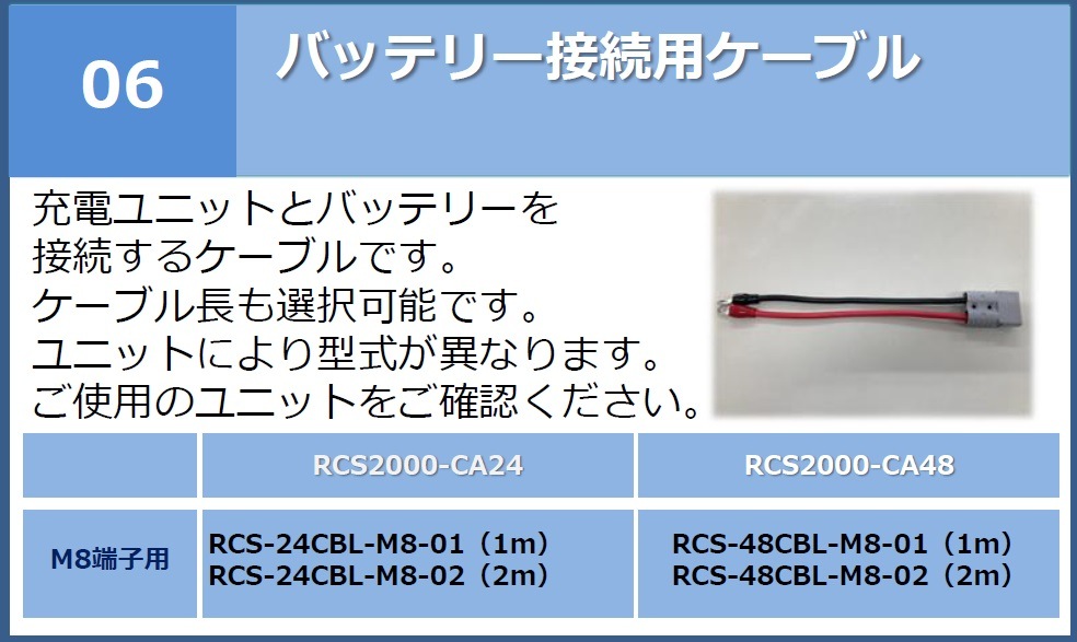 RCS�ѥХåƥ꡼��³�ѥ����֥롧RCS-24CBL/RCS-48CBL