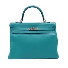 HERMES (エルメス) ハンドバッグ ケリー35 ブルーパオン(SV金具) トリヨン □R刻印 ランクA