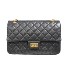 CHANEL (����ͥ�) 2.55 �ޥȥ�å�24cm W�ե�åץ������󥷥������Хå� �֥�å�/G��� �������ɥ����ե����� ���A