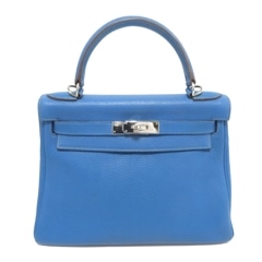 HERMES (エルメス)  ケリー28 ハンドバッグ ショルダーバッグ ブルーザンジバル/SV金具 トリヨン □O刻印 ランクA
