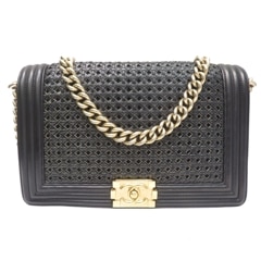 CHANEL(����ͥ�) �ܡ�������ͥ�顼����å���������󥷥����� ���������Хå� �֥�å�/�������(G�ޥåȥ�������) �쥶�� ���A