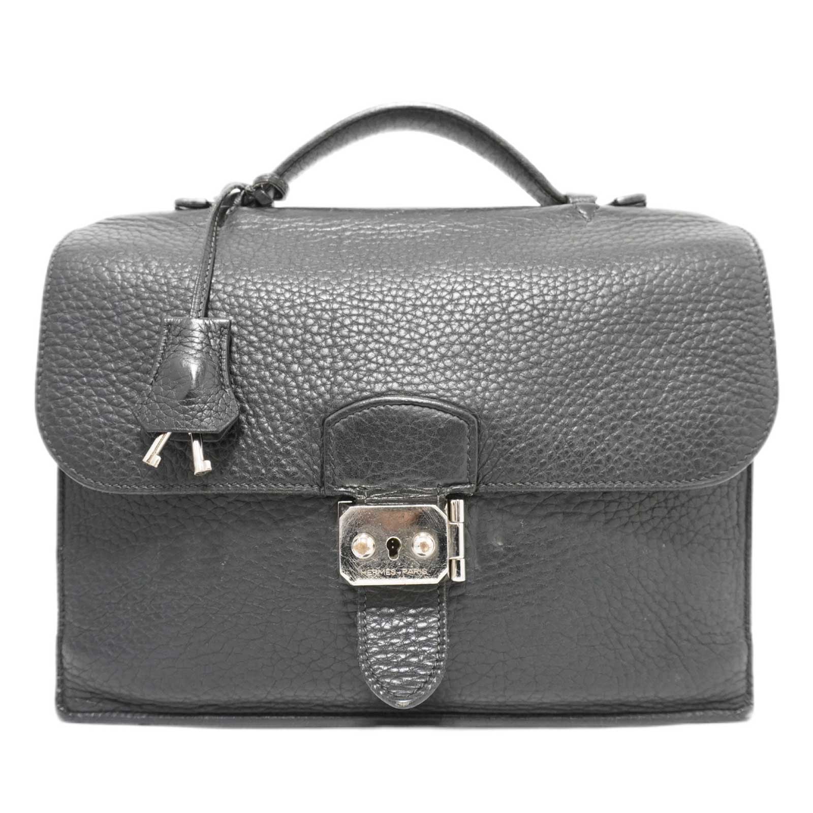 HERMES (エルメス) サックアデペッシュ27 ハンドバッグ ブラック(SV