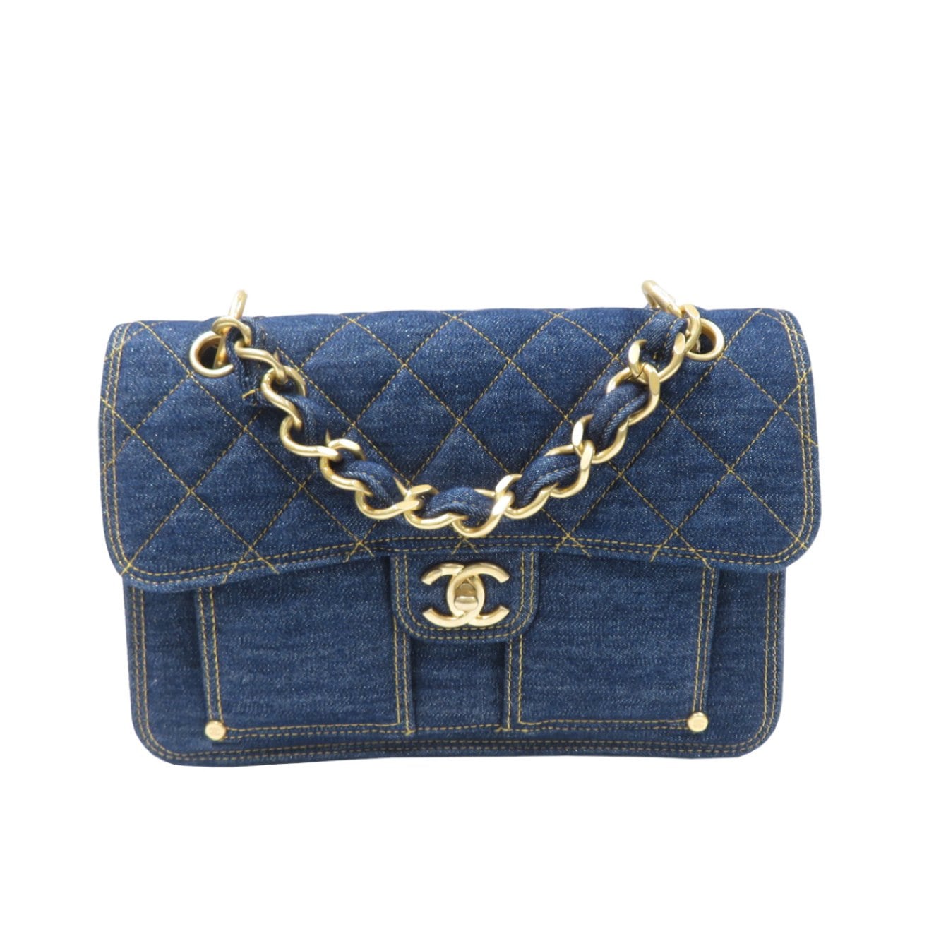 CHANEL (シャネル) マトラッセフラップショルダーバッグ ブルー(G金具