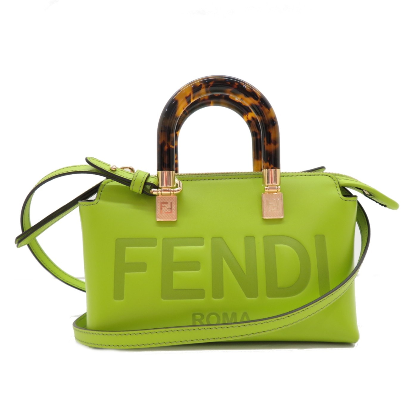 FENDI(フェンディ) ミニバイザウェイ 8BS067 グリーン レザー ランクA