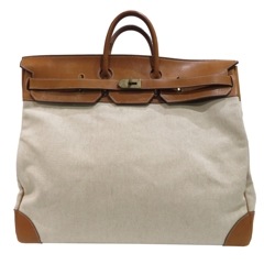 HERMES (エルメス) オータクロア55 ハンドバッグ ナチュラル/ブラウン系(G金具) バレニア/トワルアッシュ 〇W刻印 ランクB B54