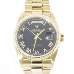 ROLEX（ロレックス）デイデイト36　18238　ピラミッドブラック　打痕(小)　ガラス欠け(小)　中古AB　UE-414　（上野店）